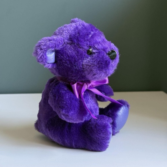 Vintage First & Main Rainbow Bear Plush Stuffed Animal Purple Collectible T81 - Picture 2 of 9